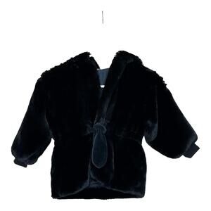 Sonia Rykiel black faux fur hoodie jacket size 110 - US 4T